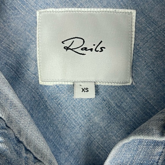 Rails Amelie Tie front Linen blend Chambray Shirt Western Festival Beach - Picture 10 of 10